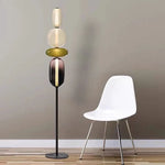 lampe sol moderne rouge blanc doré pied stable minimaliste vitrail led translucent