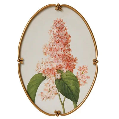 tableaux ovales vintage illustrés fleurs botaniques cadre doré élégantes décoration murale ancienne chambre salon