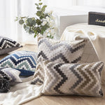 housse coussin polyester zigzag gris moderne décoration maison lit voiture 45x45cm 30x50cm 50x50cm