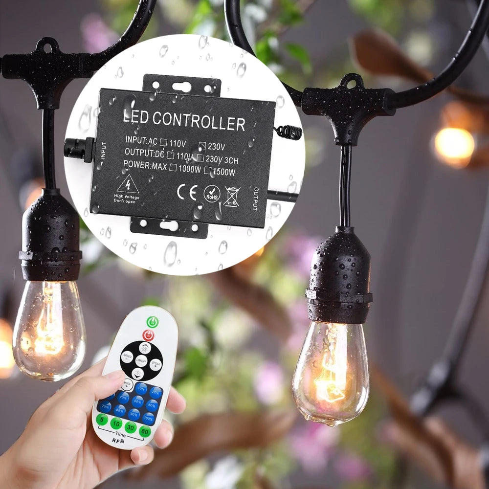 contrôleur led télécommande rf 1500w 23touches 110v 220v prise courant câble vis moderne noire