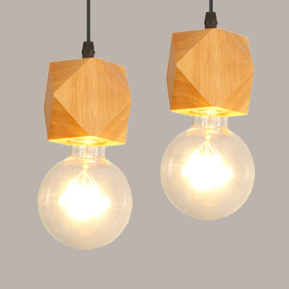 suspension lumineuse bois naturel blanc moderne rustique globe transparent câble noir chambre salon étude