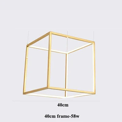 suspension moderne or blanc géométrique forme cubique minimaliste led aluminium