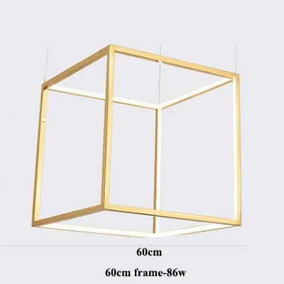 suspension moderne or blanc géométrique forme cubique minimaliste led aluminium
