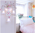 applique murale led florale blanc rose beige romantique classique fixée mur