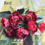 fleur artificielle rose thé soie bouquet rouge blanc décoration mariage maison jardin