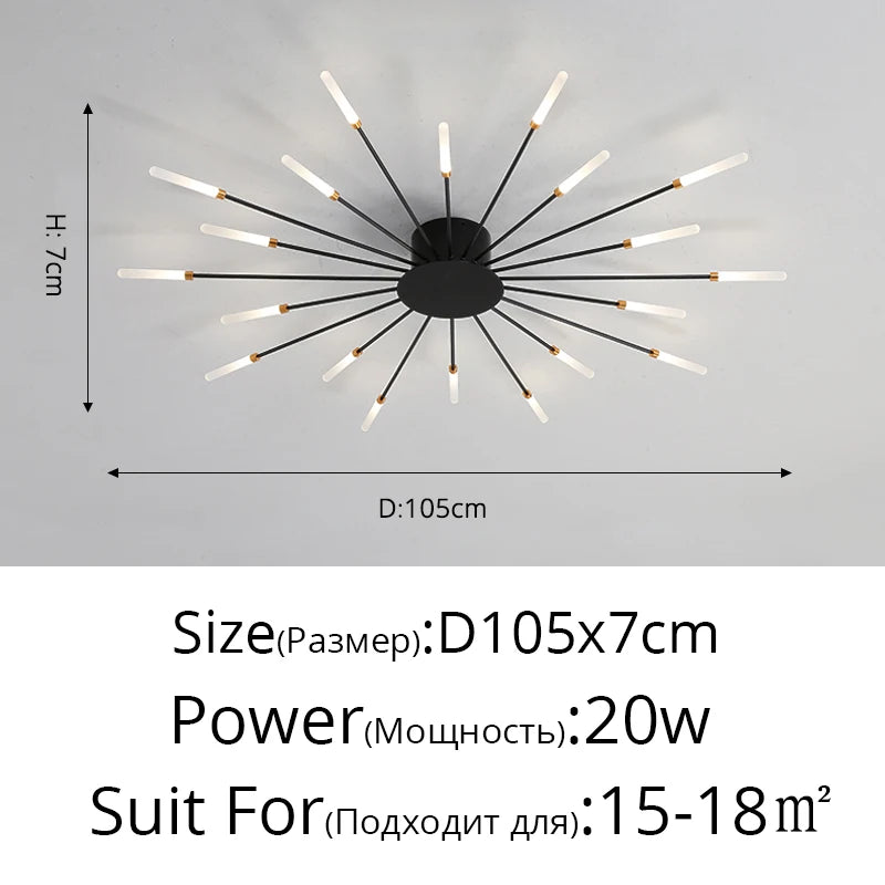 plafonnier moderne or noir lumineux acier alimentation électrique flux lumineux élevé chambre salon