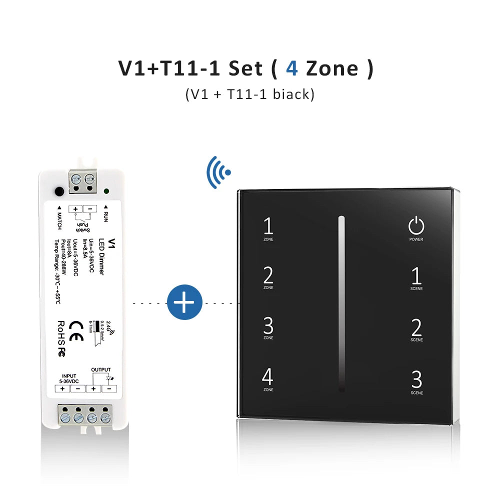 interrupteur led touch dimmer blanc noir rond moderne minimaliste adhésif