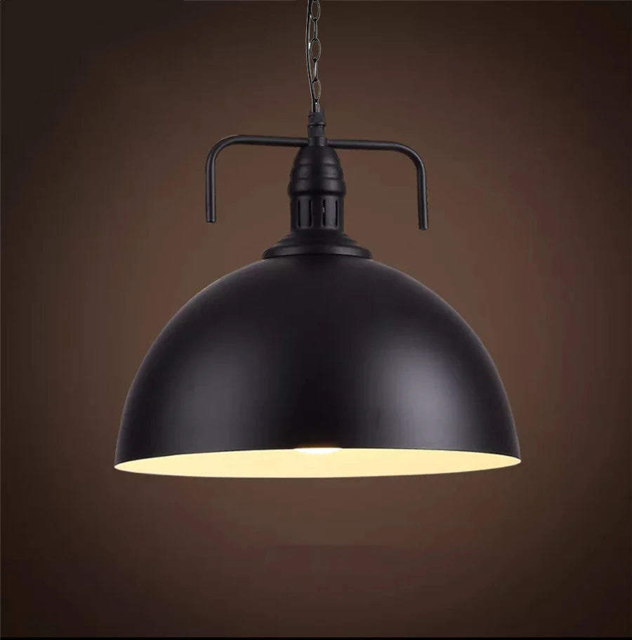 suspension lumineuse industrielle vintage fer noir ampoule led chaîne métallique salon chambrehôtel