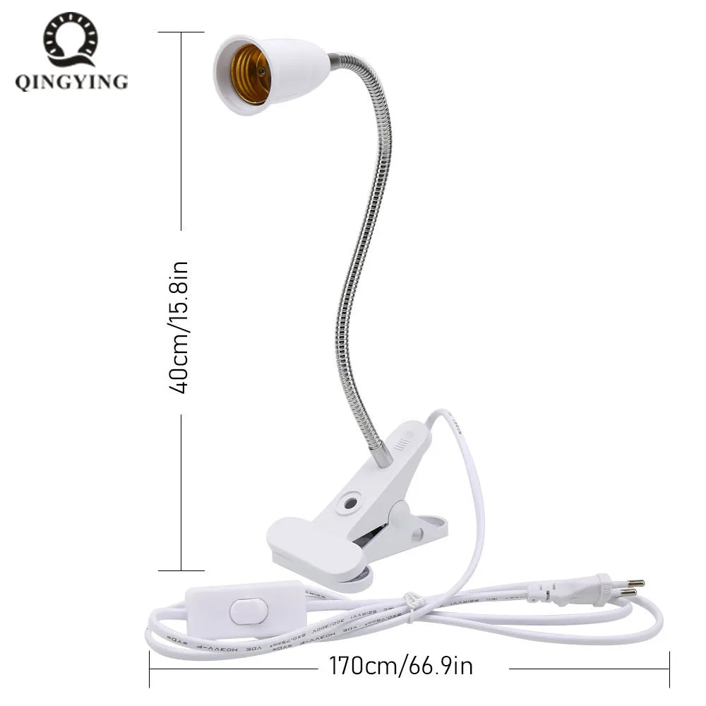 lampe flexible blanc moderne pince câble interrupteur ampoule E27 certification CCC