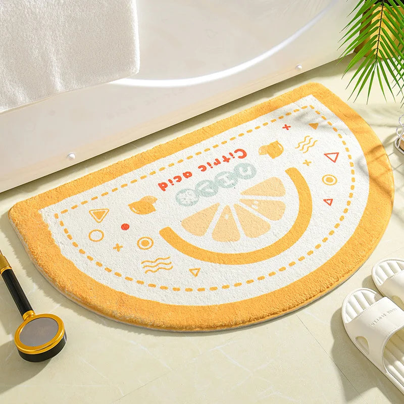tapis bain antidérapant fleurs moderne marron clair vert bleu rose blanc