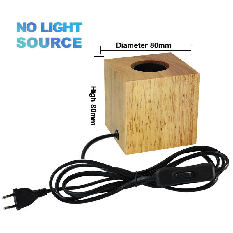 lampe table bois moderne industriel ampoule filament visible cylindre cube octaèdre chambre coucher deco