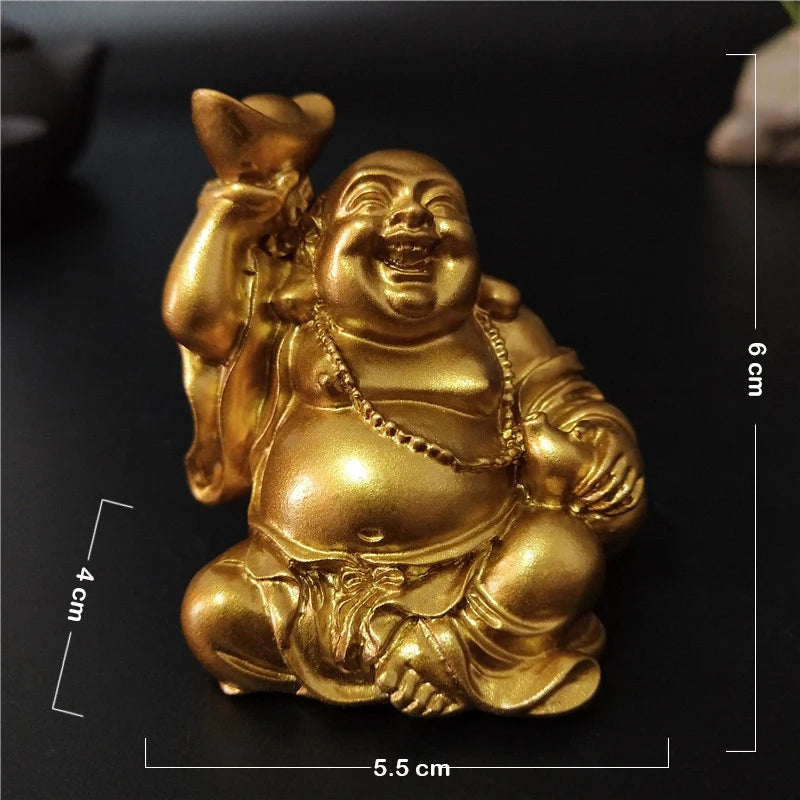 statue bouddha dorée artisanale feng shui decoration jardin maison porte bonheur matieres salopes echangisme