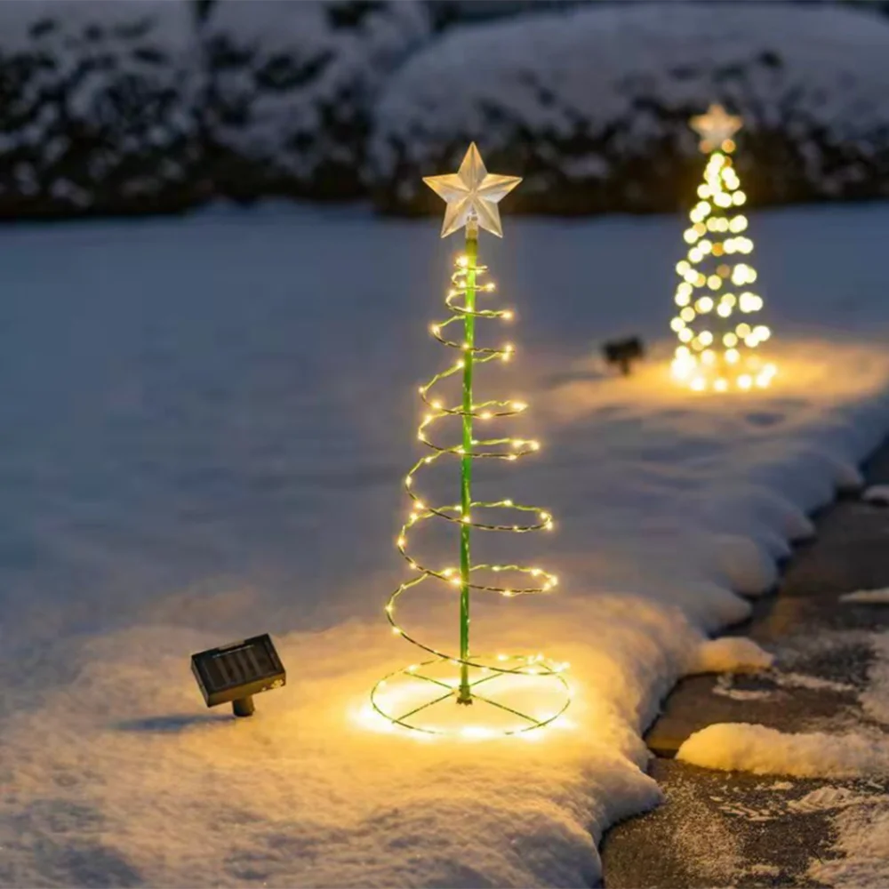 guirlande solaire led extérieure ip65 auto on 5m festif minimaliste noel vert jaune blanc