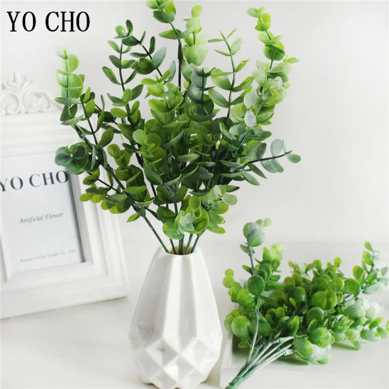 plantes artificielles feuilles eucalyptus vert branches murales décoration mariage anniversaireextérieur moderne