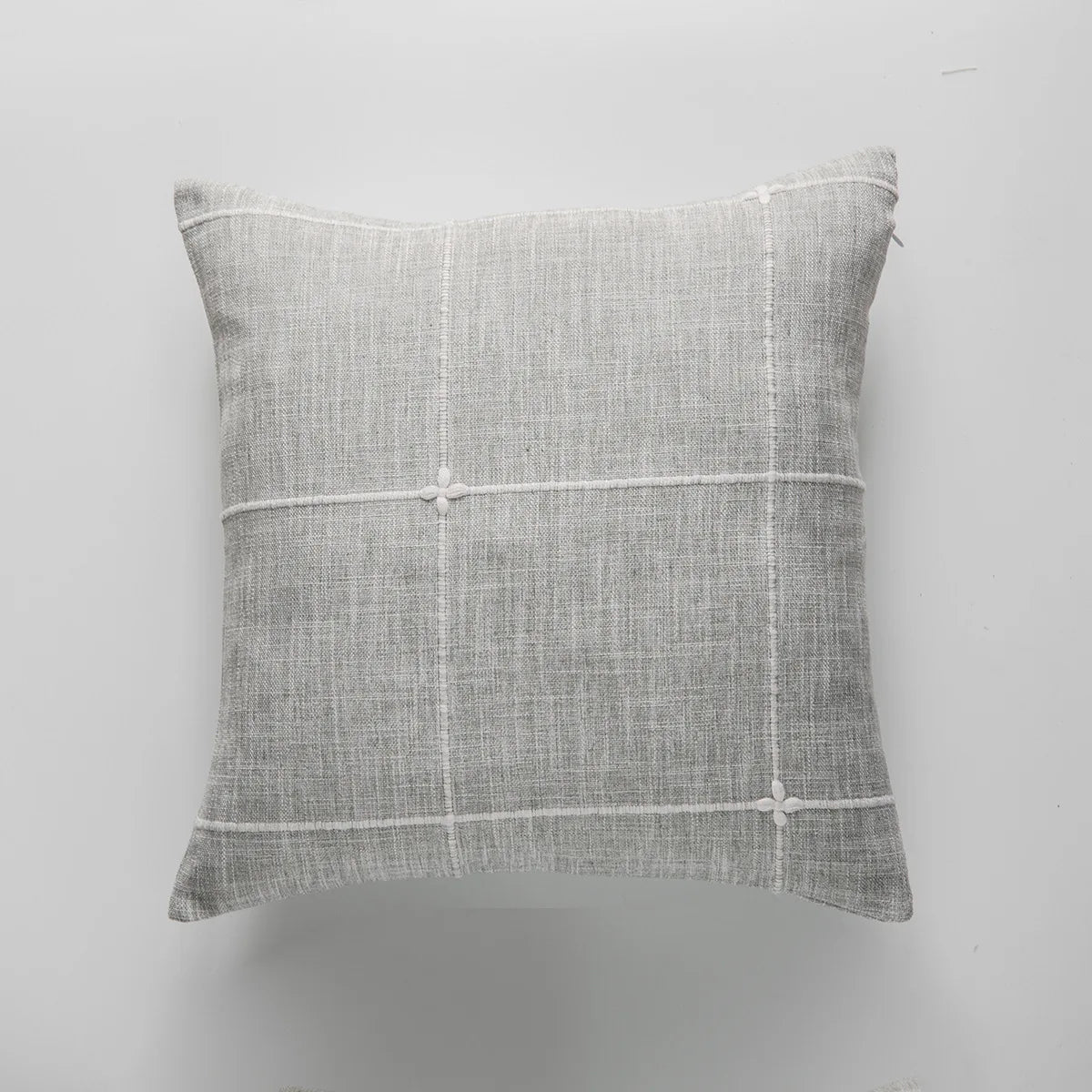 coussin carré coton lin 60x60cm motif carreaux moderne beige gris décoratif