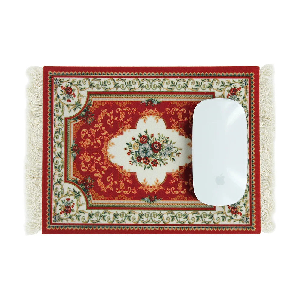tapis floral orné anti dérapant rouge blanc vert bleu noir tissu caoutchouc