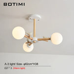 lampe suspendue moderne blanc bois boules translucides branches led chambre salle manger