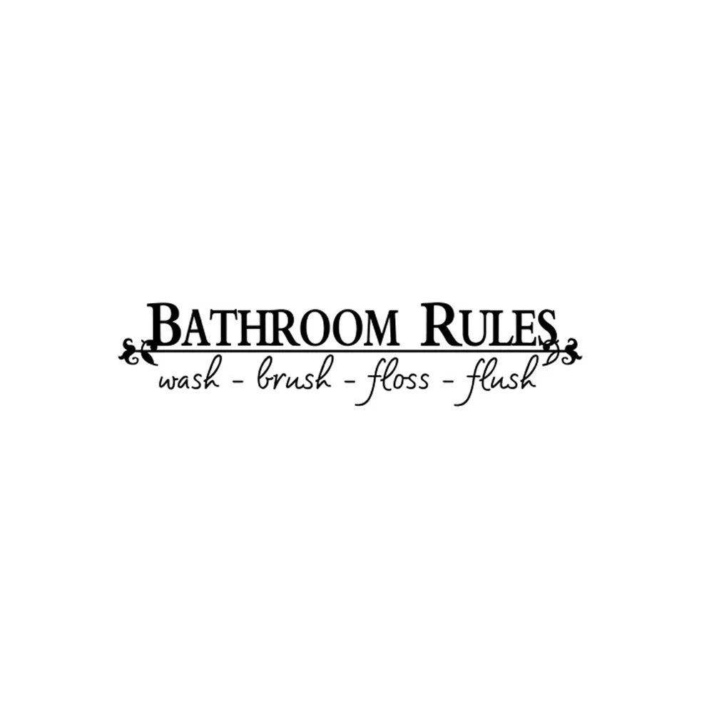 autocollant mural classique règle salle bains lettres blanches fond noir pvc