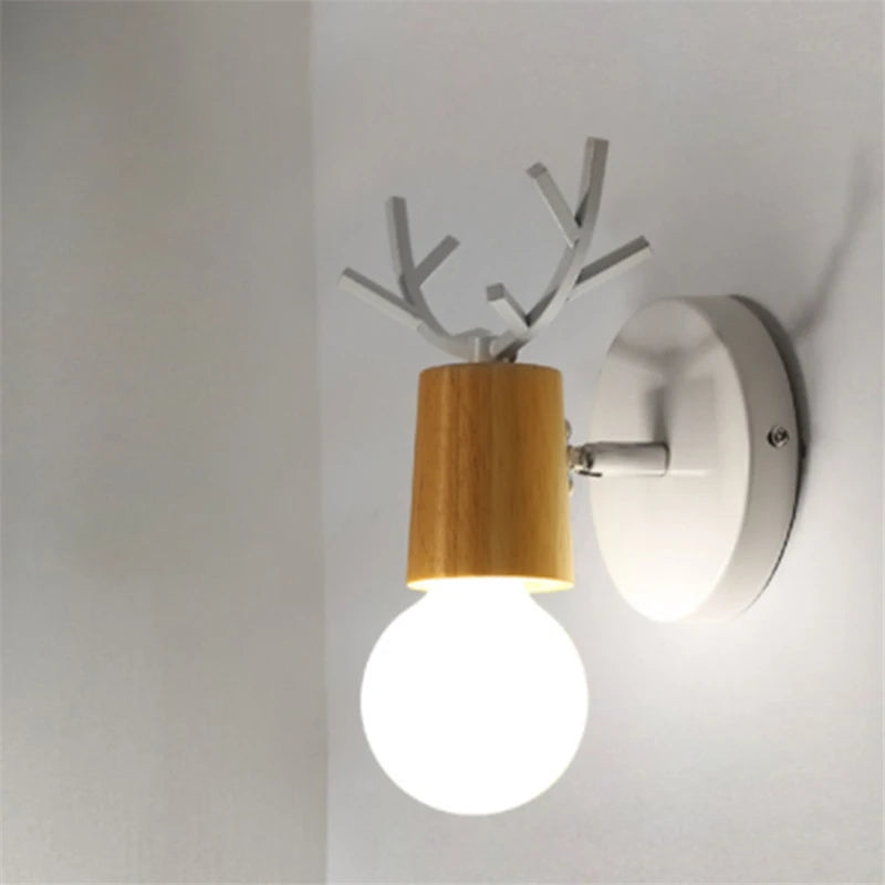 applique murale moderne led antlers stylisés bois métal couleurs multiples minimaliste