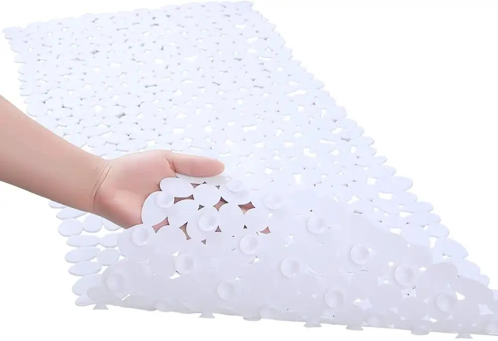 tapis douche antidérapant pebbles moderne noir blanc gris salle bain ventouses pvc respectueux environnement