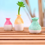 vases résine couleur bleue rose jaune mini paysage décoration jardin moderne