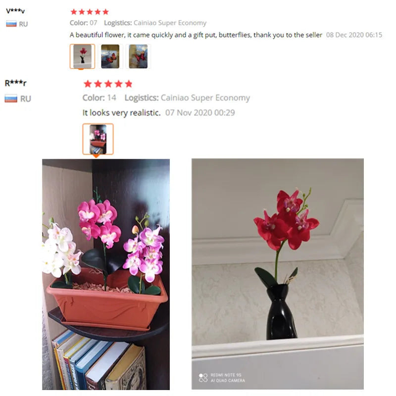 décoration intérieure orchidée artificielle violette blanche rose pot bois festive chambre