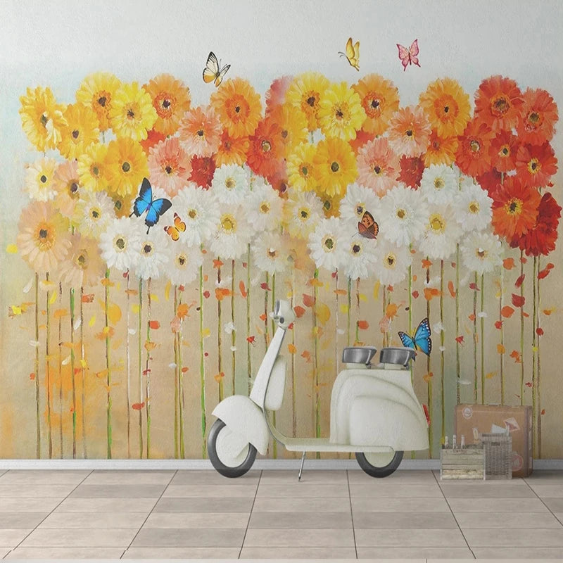 Autocollant mural papillon chrysanthème vue rapprochée