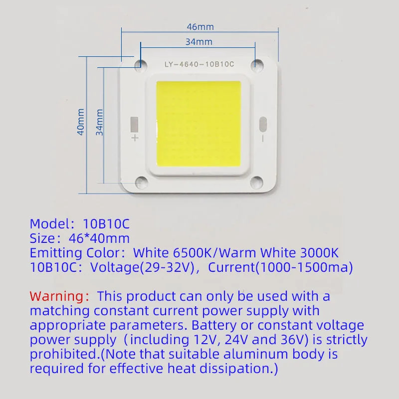 ampoules led chip carré matrice coB blanc chaud froid haute puissance diy projecteurextérieur modernes