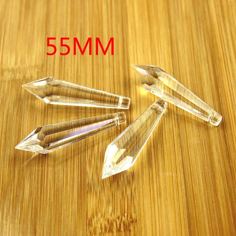 cristal transparent facetté forme stalactite lustre suspendu décoration luminaire moderne