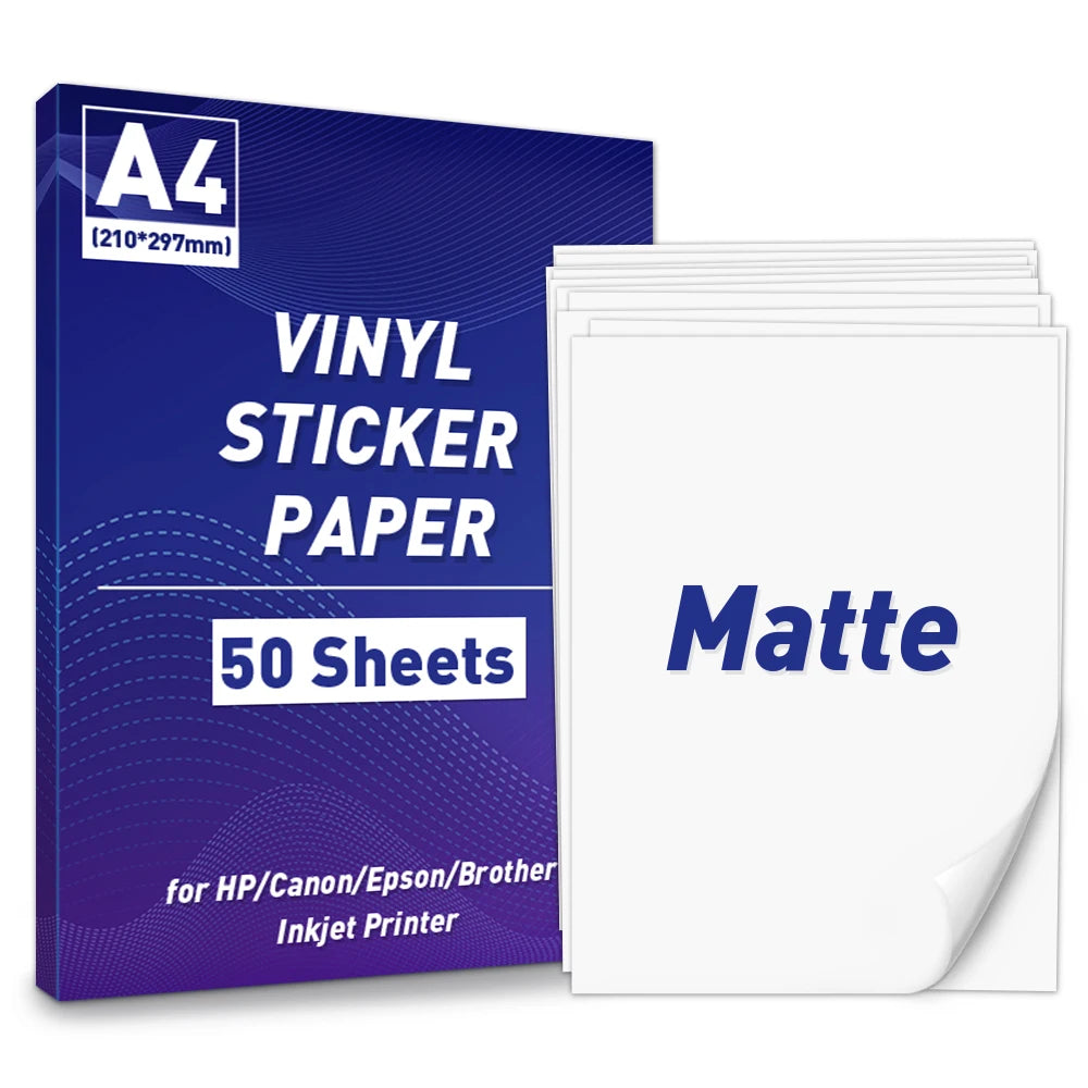papier autocollant vinyle a4 blanc mat 50 feuilles motifs animaux fleurs décoration