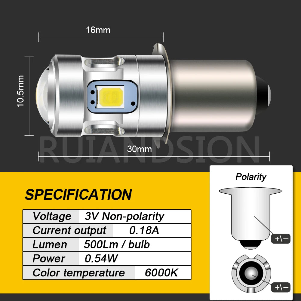 ampoule led 500lm 2835smd p13.5s 3v 6v argentée jaune moderne technologie