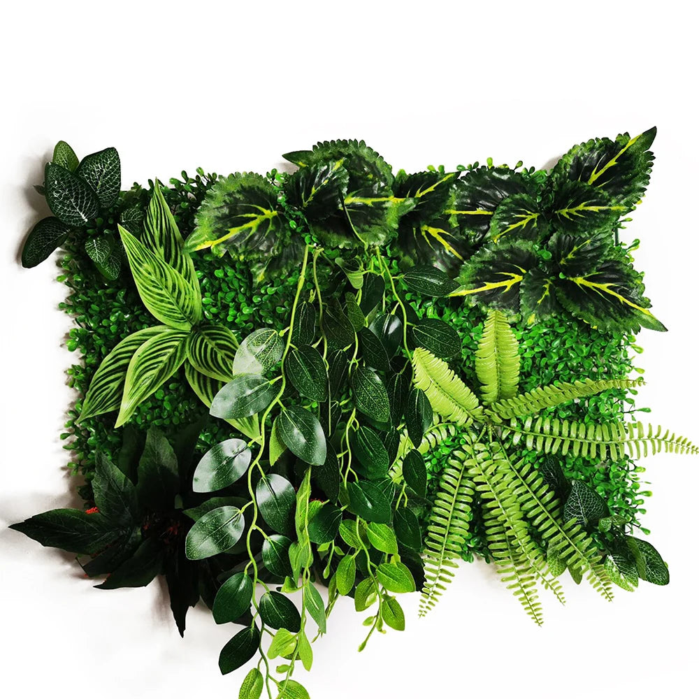 panneau végétal artificiel feuilles naturelles extérieur herbes variées stylisé accrochableextérieur vertbrunfoncé