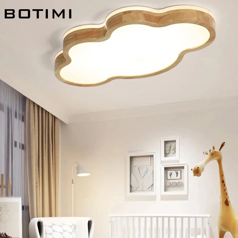 plafonnier led bois naturel moderne lampe rectangulaire salon intérieur blanc mat