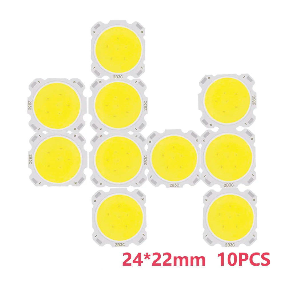lumineuses led cob 10w 5w 3w 7w 24mm 3000k 4000k 6500k 10pcs modernes blanches
