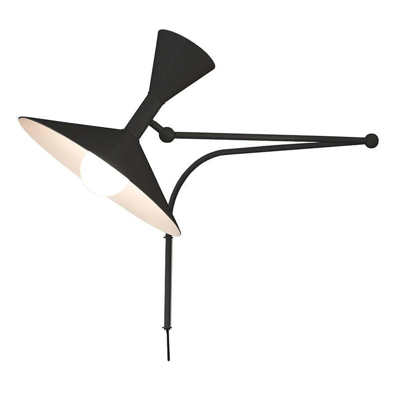 lampe murale bras articulé mid century gris blanc noir