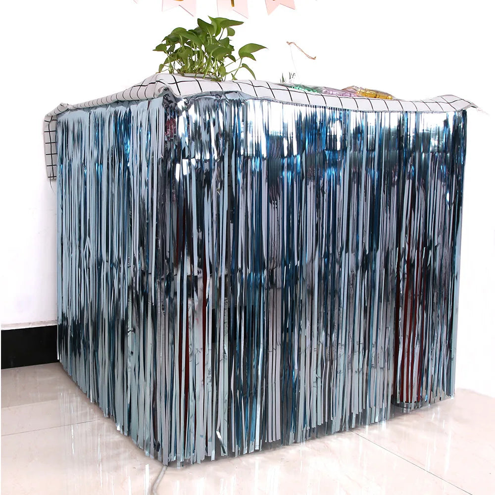 rideau table franges décorations fête mariage anniversaire bleu rose argent vert violet moderne