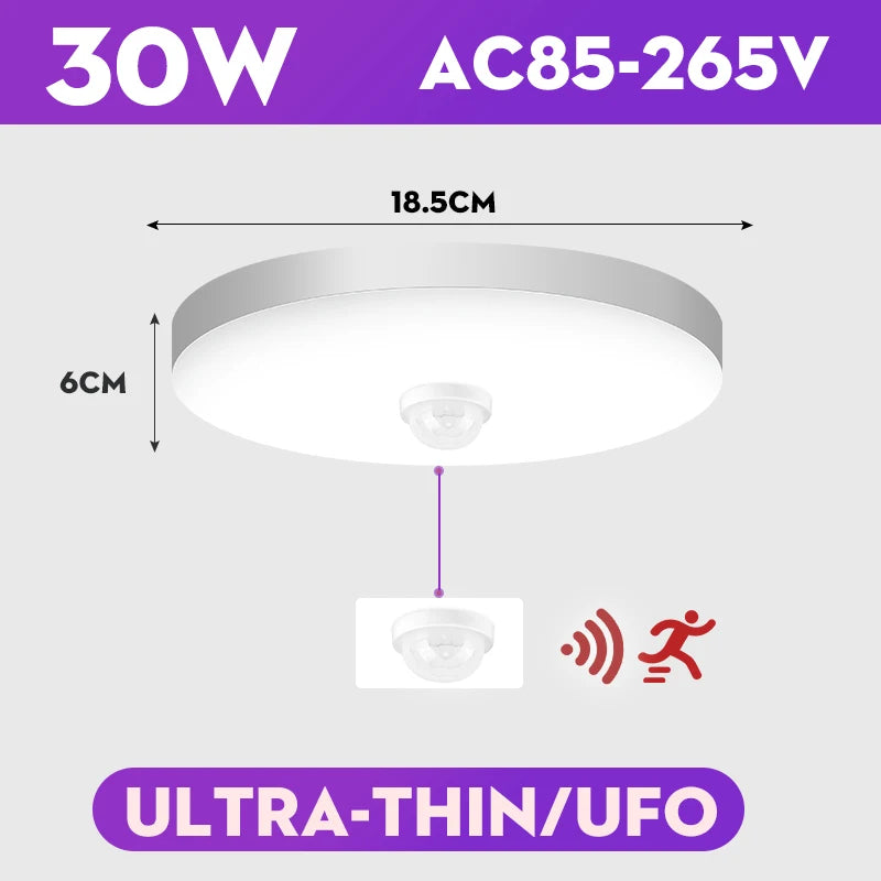 lampe capteur radar detection mouvement blanc moderne minimaliste 20w 30w 249lm 15lumieres