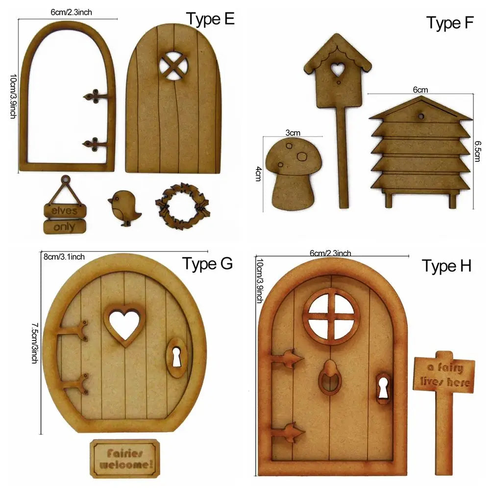 porte ronde bois clair motif cœur rustique ornement maison poupée