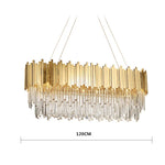 Suspension lumineuse moderne dorée pendants transparents barres rayonnantes salon élégant