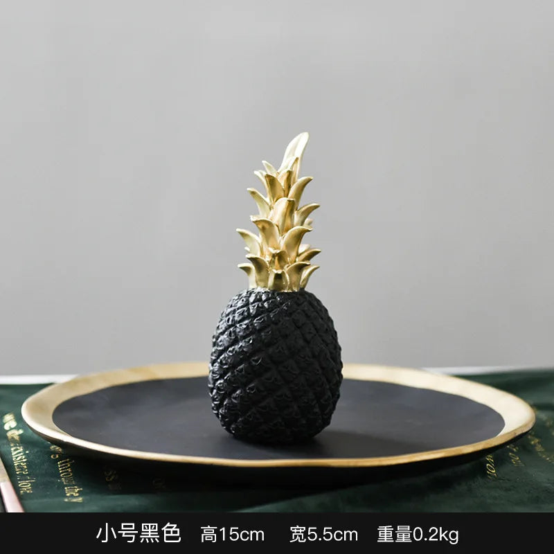 décoration moderne ananas résine noir blanc doré texture fruit chambre
