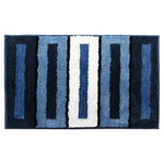 tapis bain antidérapant bleu marine bleu clair blanc rayé moderne polyester résistant