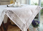 nappe table dentelle brodée fleurs vintage blanc réutilisable maison mariage festivité