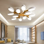 plafonnier moderne bois naturel gris blanc circulaire contemporain opacité(touches marche/arrêt) LED 6sources 2000 82000lm
