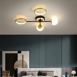 lustre moderne suspendu verre dépoli fer forgé noir doré led contemporain semi encastré
