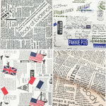 tissu coton lin imprimé journal vintage drapeaux motifs textes protection uv
