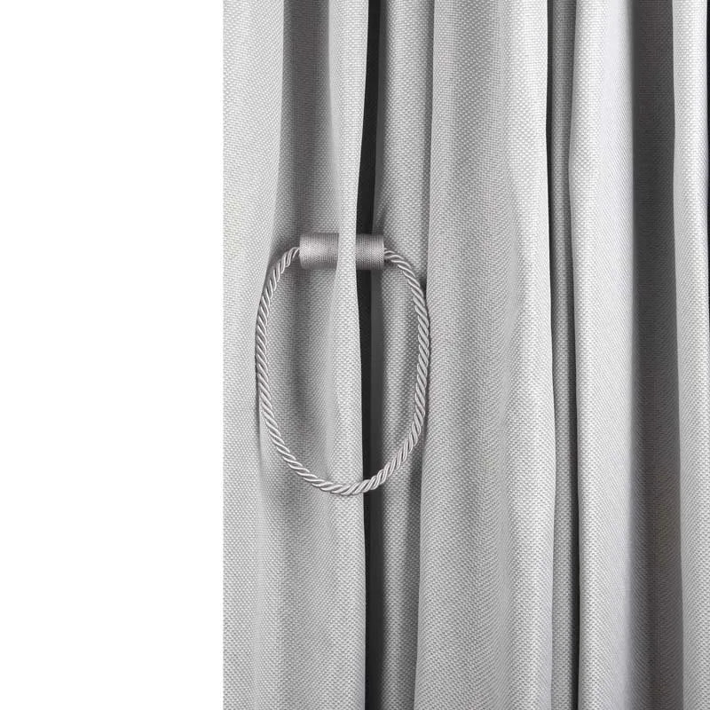 rideau moderne gris clair tissé finement opacité anneaux métalliques polyester