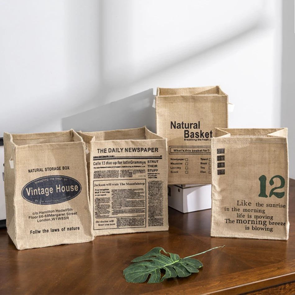 Panier de rangement cube en jute vert