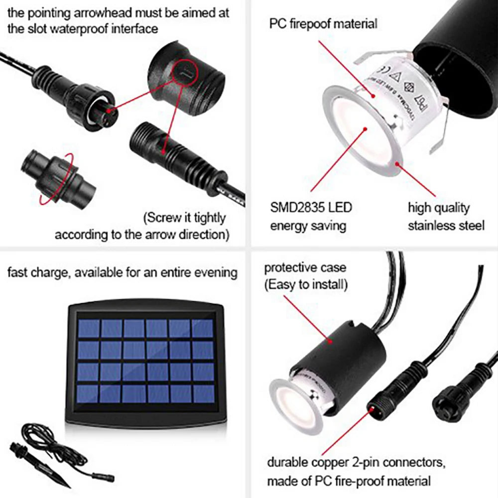 lumière solaire led spot adhésif moderne ip67 étanche noir blancextérieur