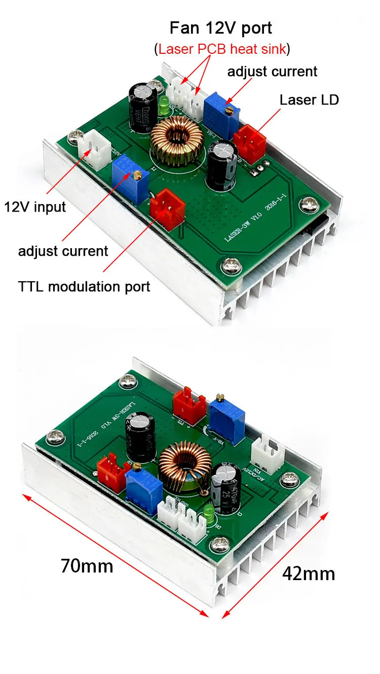 circuit imprimé électronique vert composants led 17mm 9mm opacité pcb constante tension 350mA