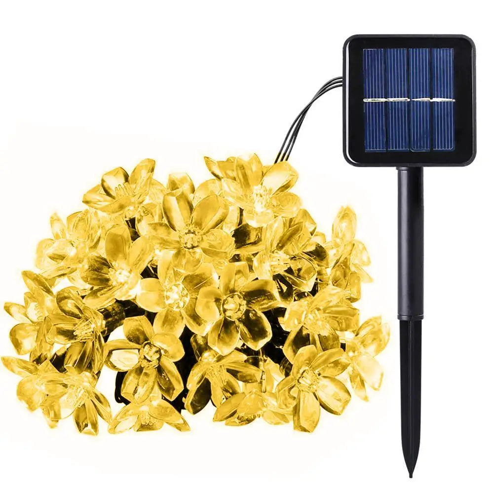 guirlande lumineuse solaire fleurs multicolores extérieures festives 50 led imperméables
